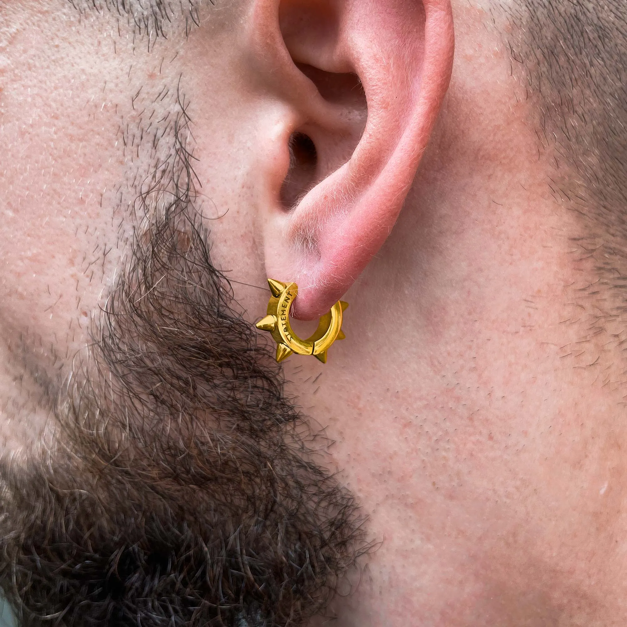 8mm Spiked Hoop Earrings (Gold)