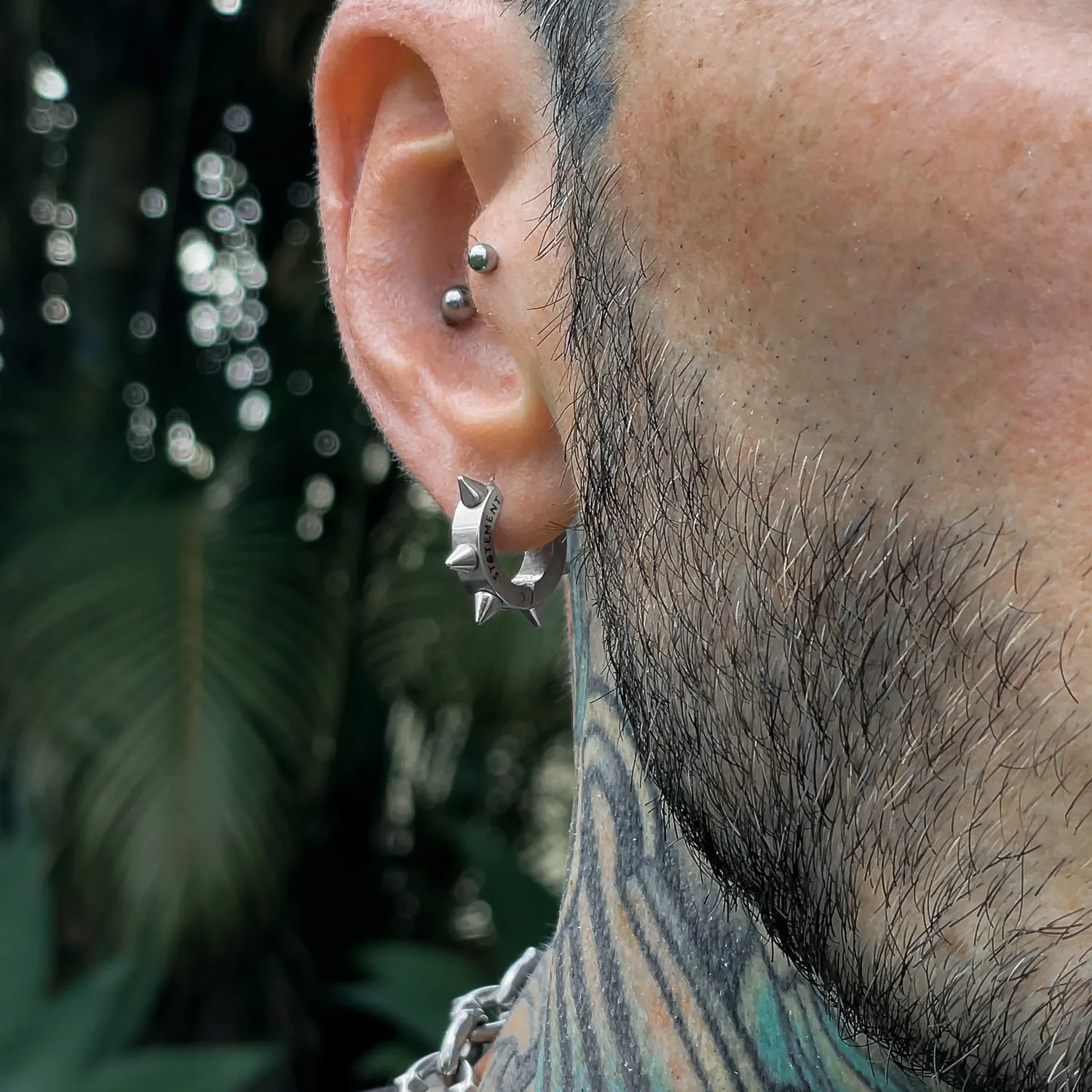 8mm Spiked Hoop Earrings