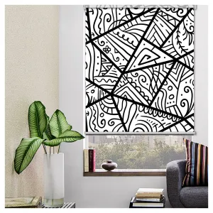 Black and White Geometries Print Window Roller Shade