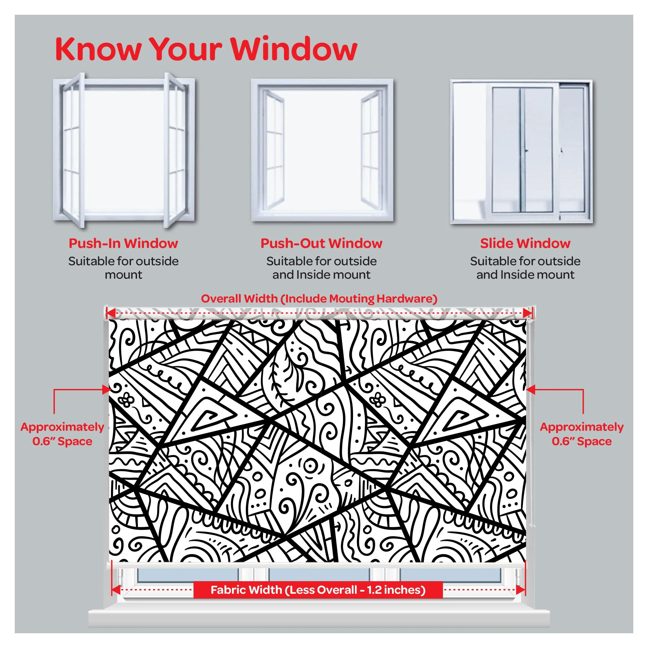 Black and White Geometries Print Window Roller Shade