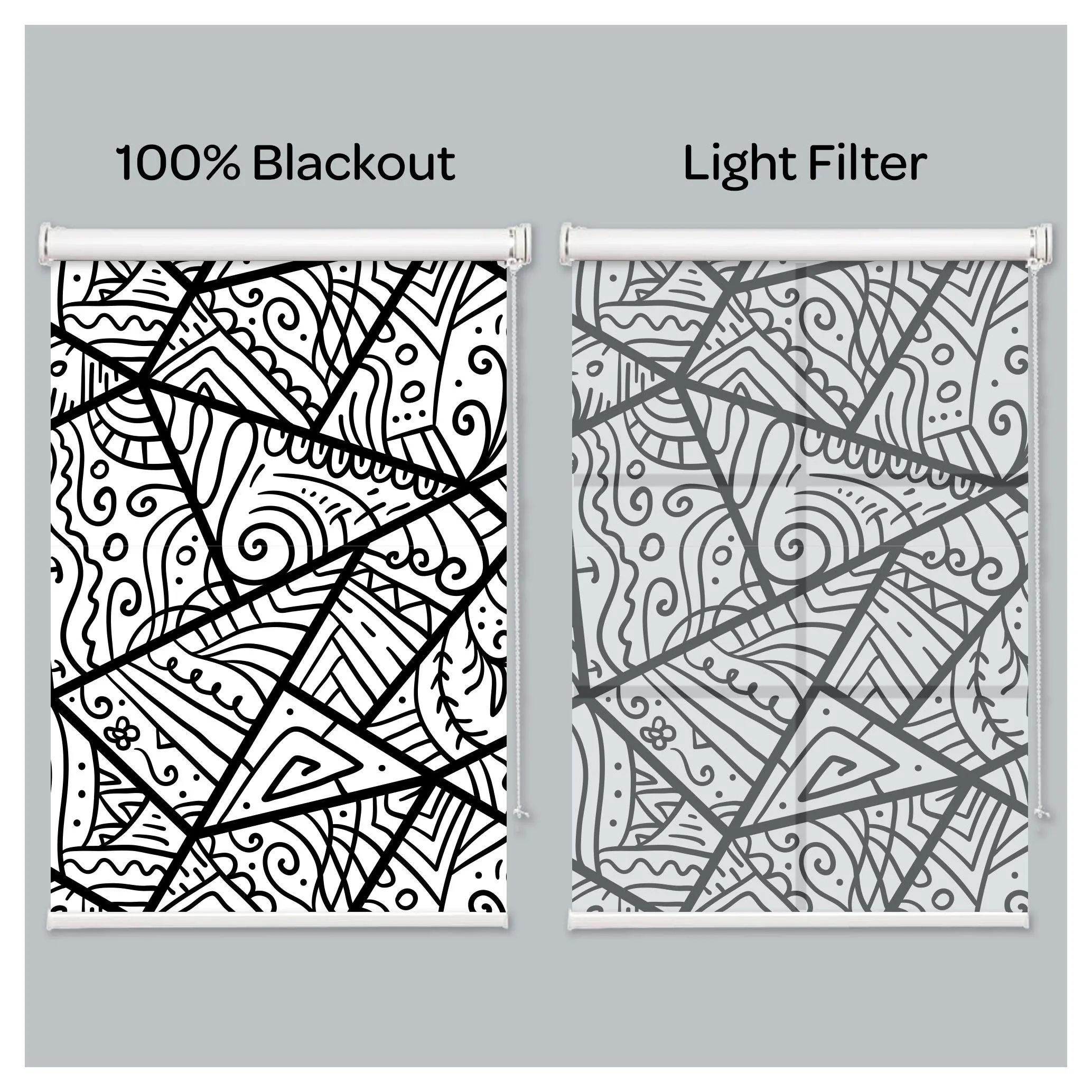 Black and White Geometries Print Window Roller Shade
