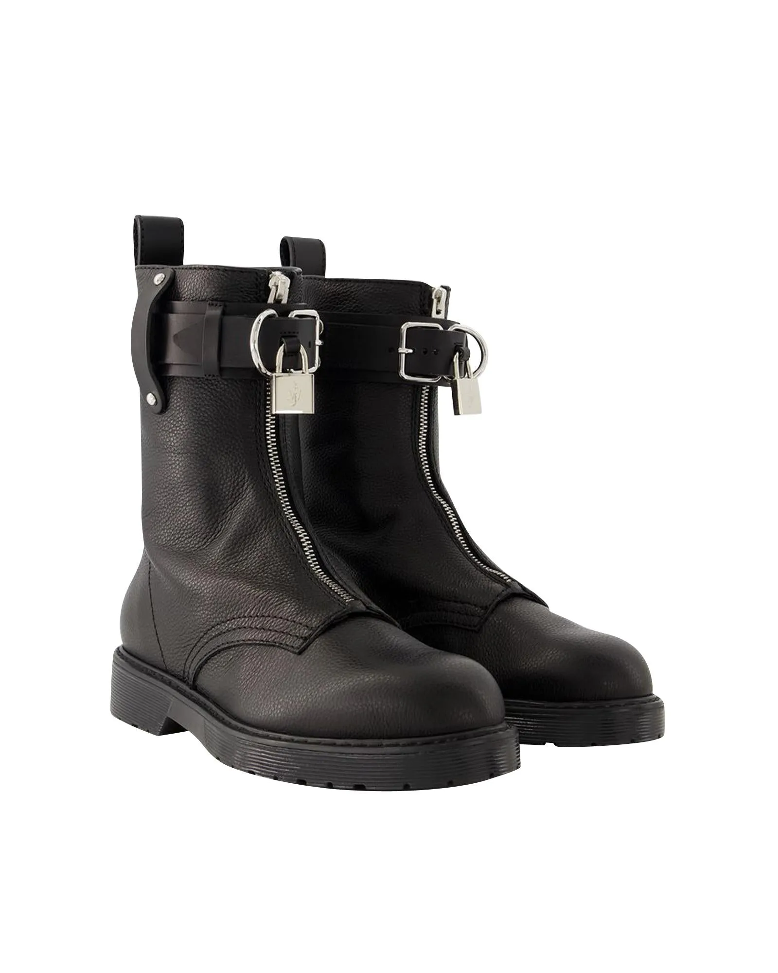 Black Leather Combat Boots