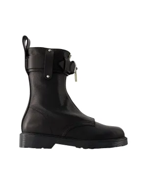 Black Leather Combat Boots