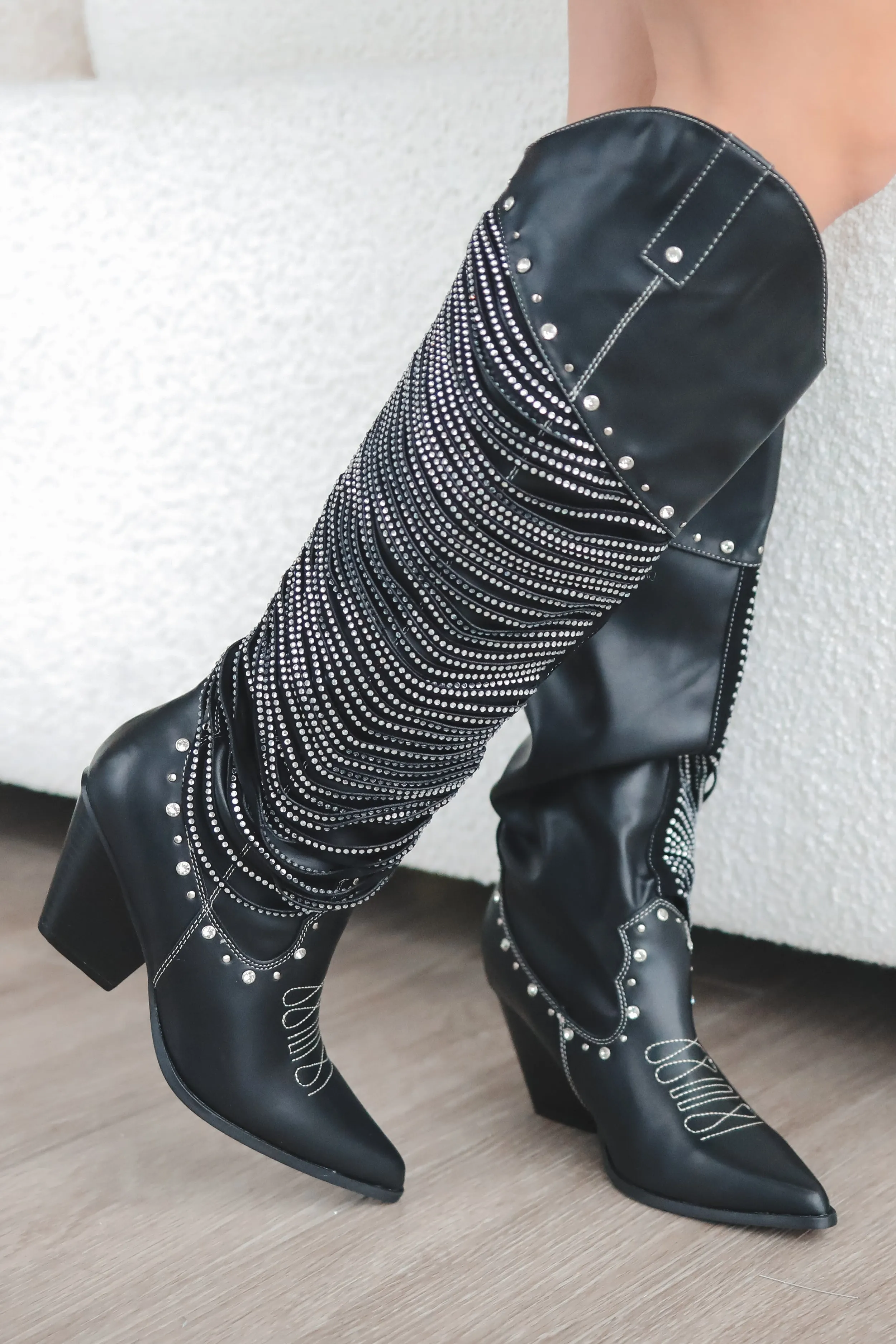 DEAL A Whole Vibe Rhinestone Western Boots