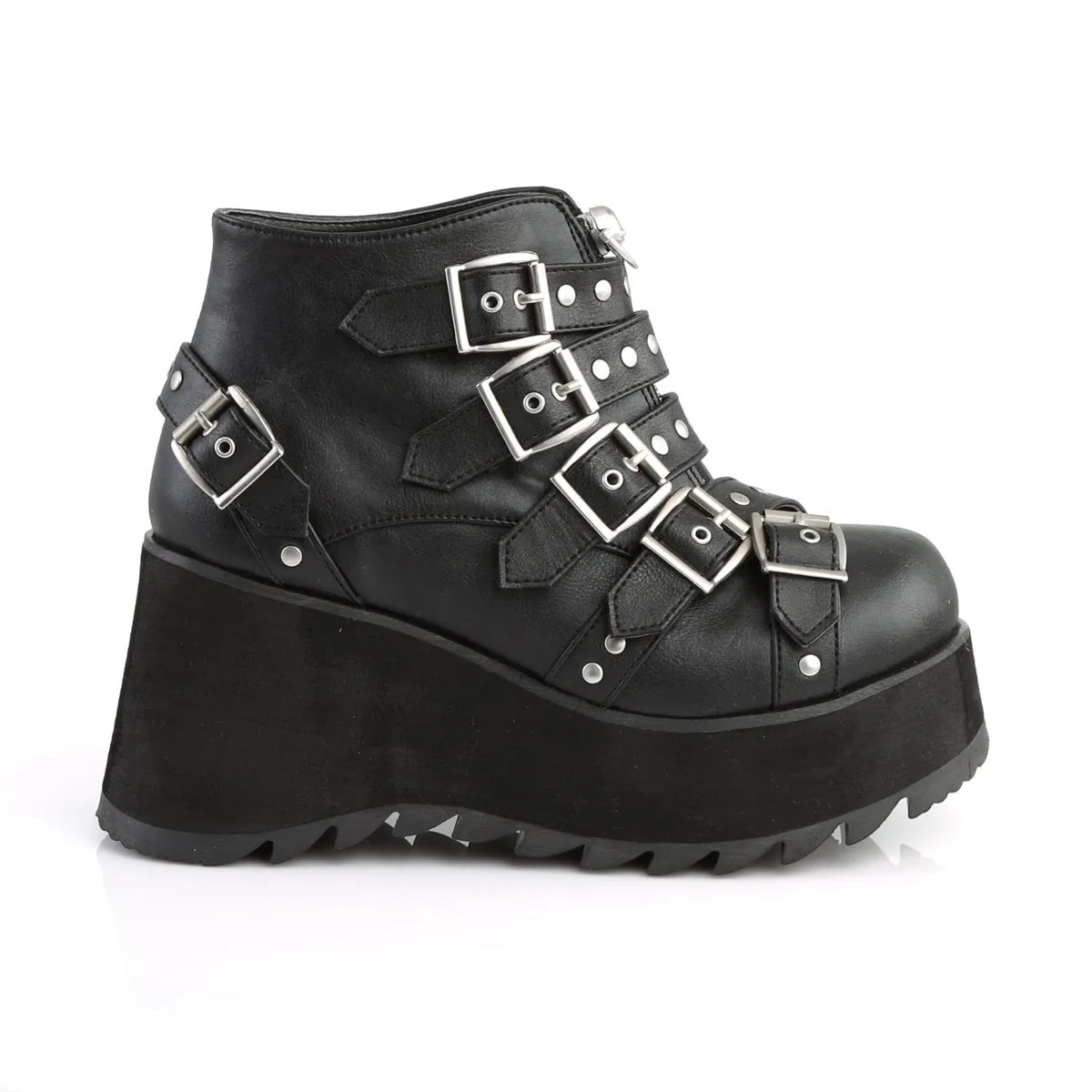 Demonia SCENE-30 | Black Vegan Leather Ankle Boots