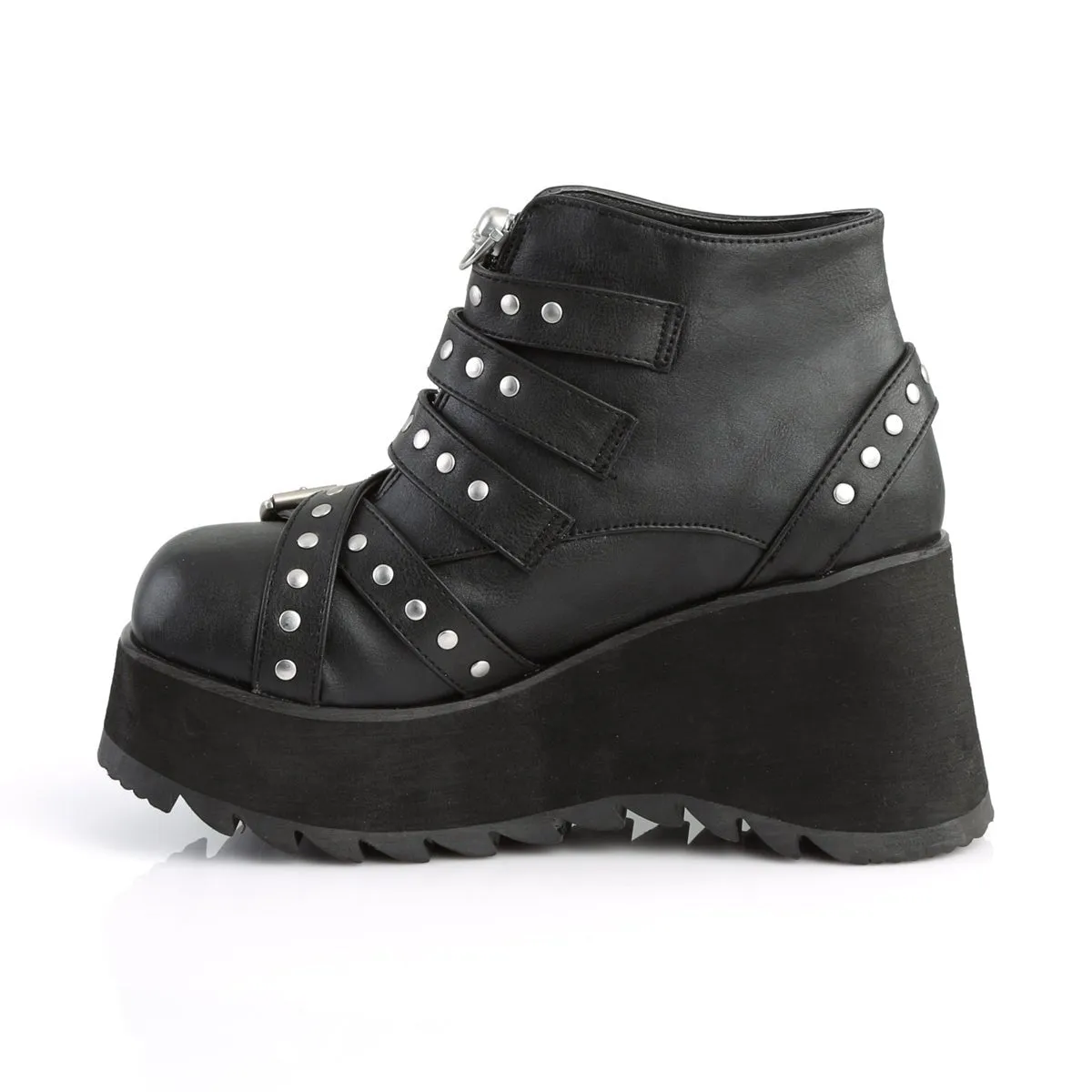 Demonia SCENE-30 | Black Vegan Leather Ankle Boots