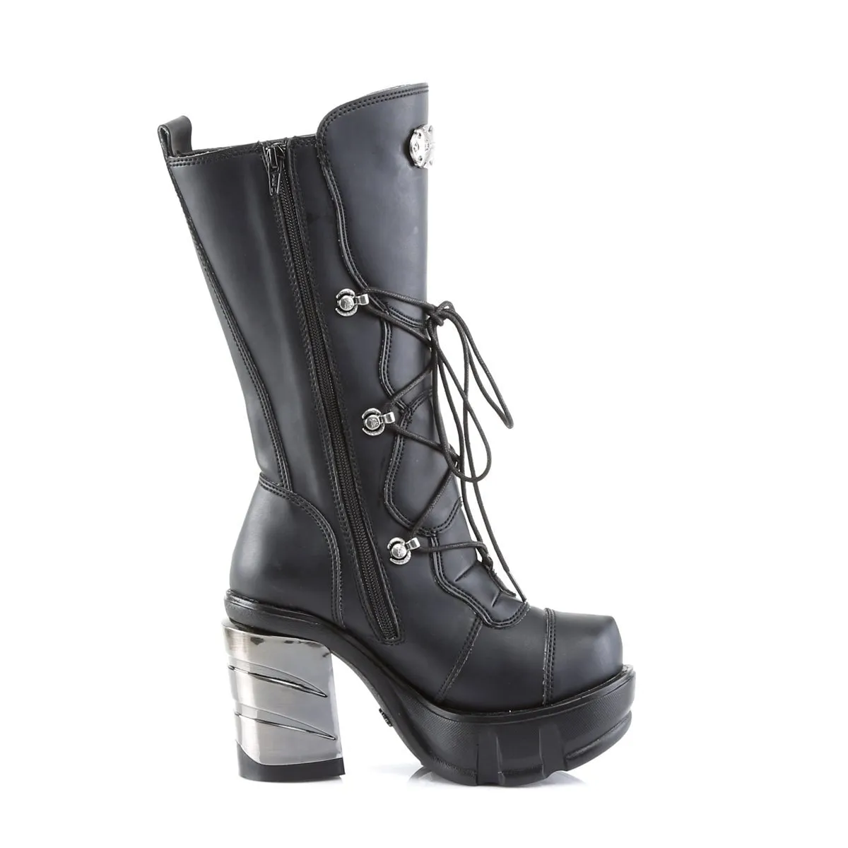 Demonia SINISTER-203 | Black Vegan Leather Mid-Calf Boots