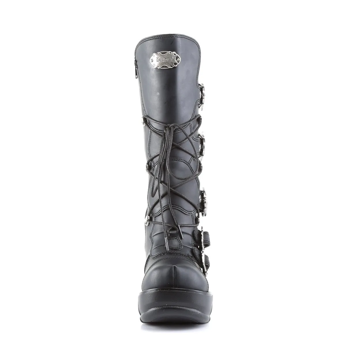 Demonia SINISTER-203 | Black Vegan Leather Mid-Calf Boots