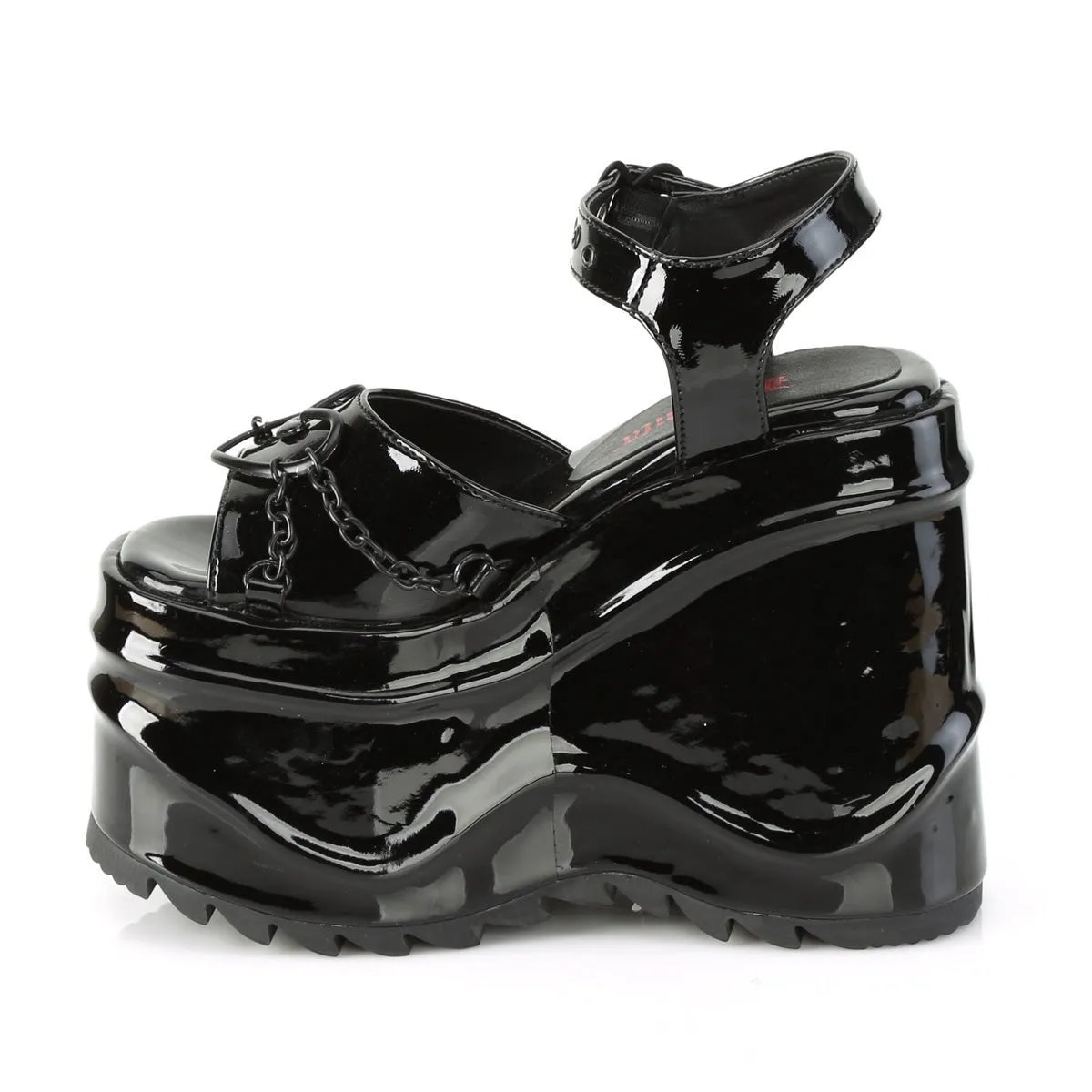 Demonia WAVE-09 | Black Patent Leather Sandals