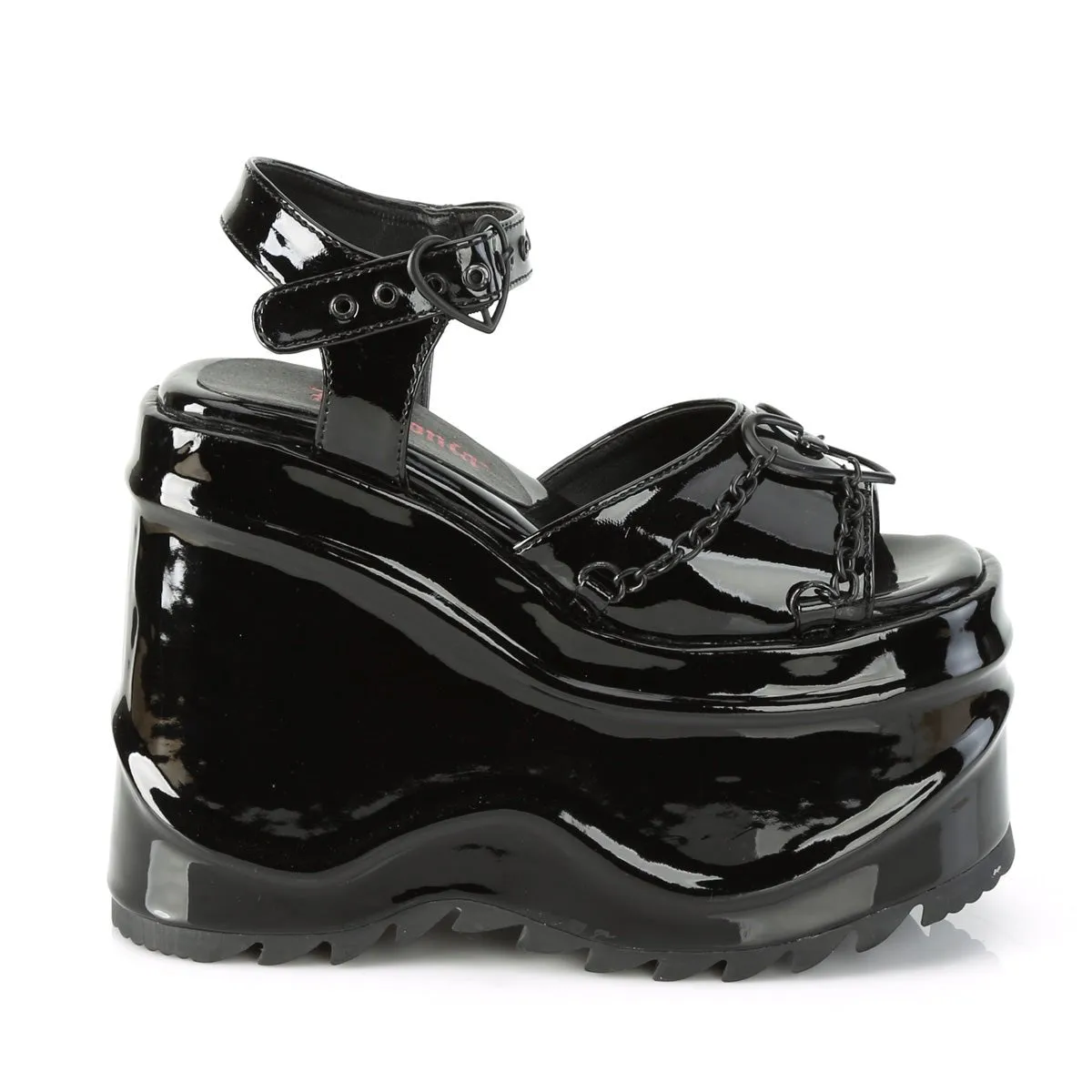 Demonia WAVE-09 | Black Patent Leather Sandals