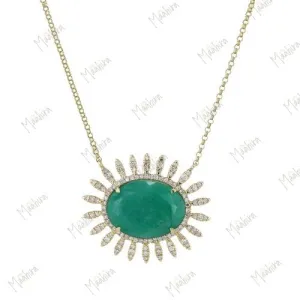 Diamond Spiked Emerald Necklace