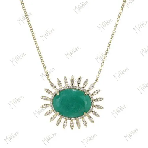 Diamond Spiked Emerald Necklace