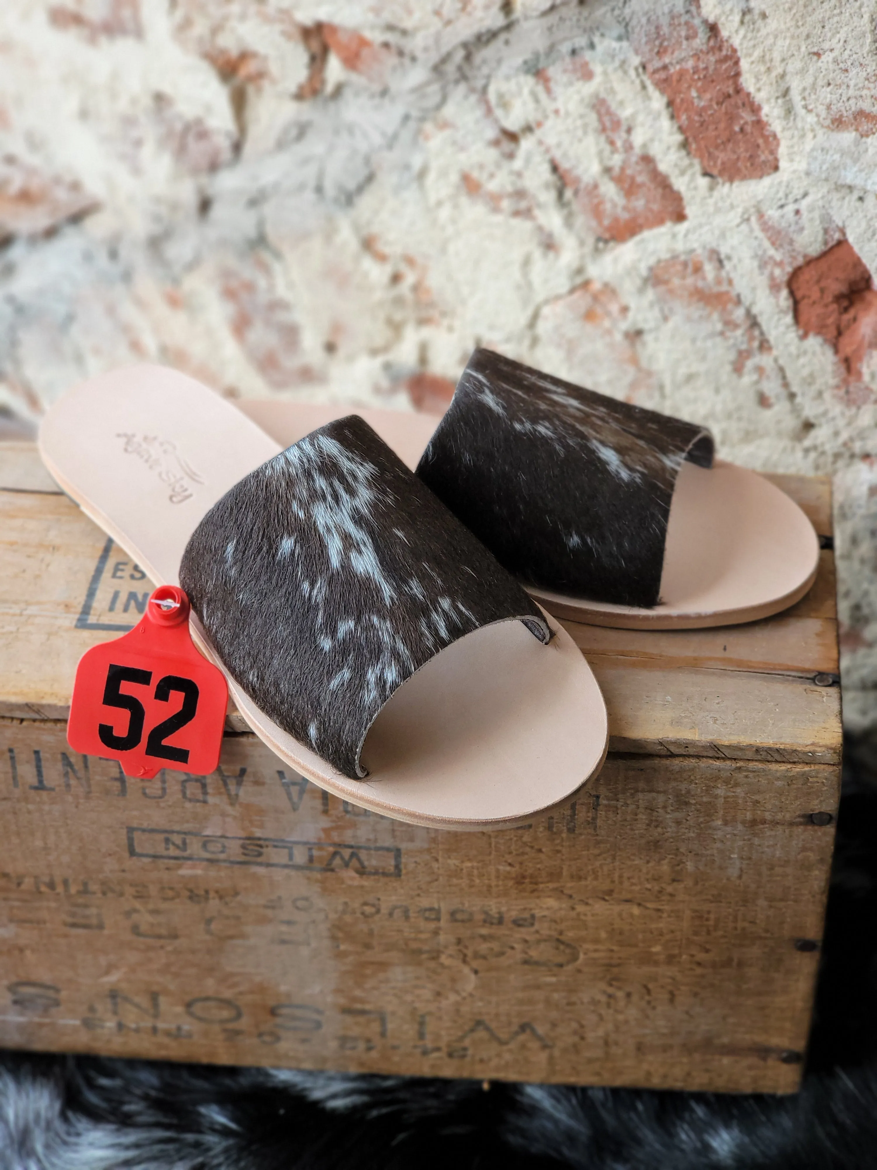 Kiki Hair-On-Hide Slides [Chocolate] ✙ON SALE NOW✙