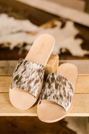 Kiki Hair-On-Hide Slides [Chocolate] ✙ON SALE NOW✙