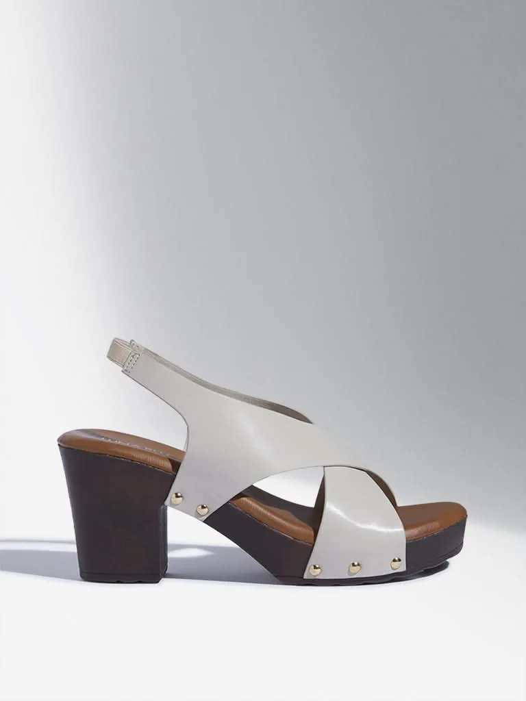 LUNA BLU Ivory Criss-Cross Slingback Heel Sandals