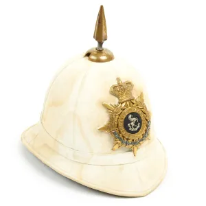 Original British Victorian Era Officer Spiked Pith Helmet - Queen Own Royal West Kent Regiment - Circa 1882
