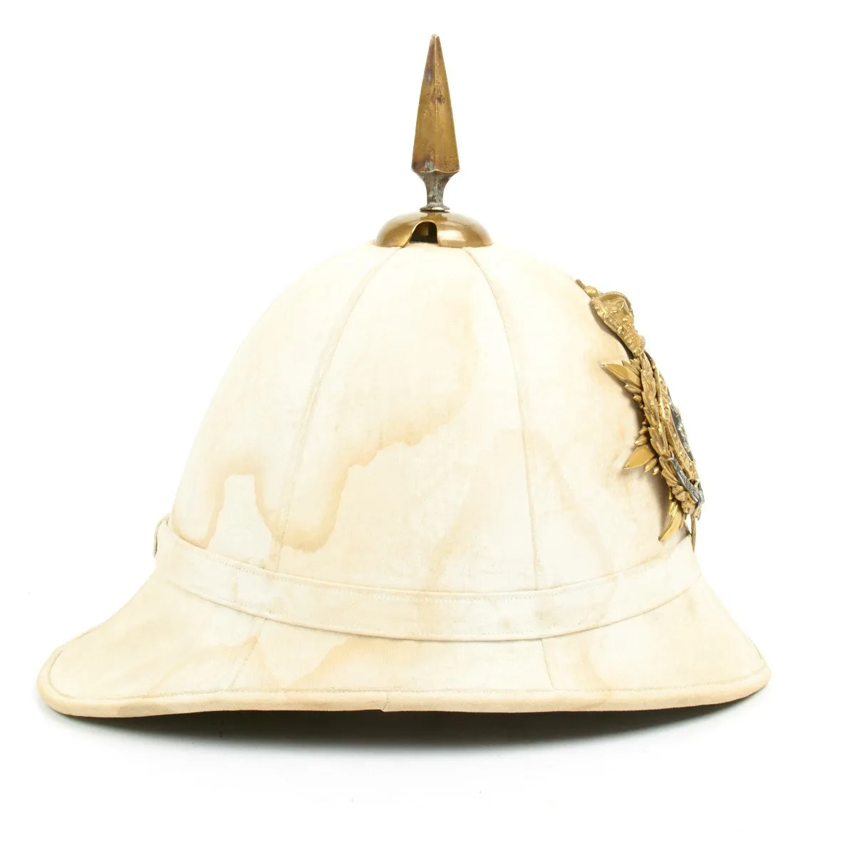 Original British Victorian Era Officer Spiked Pith Helmet - Queen Own Royal West Kent Regiment - Circa 1882