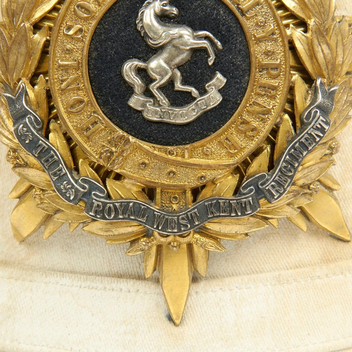 Original British Victorian Era Officer Spiked Pith Helmet - Queen Own Royal West Kent Regiment - Circa 1882