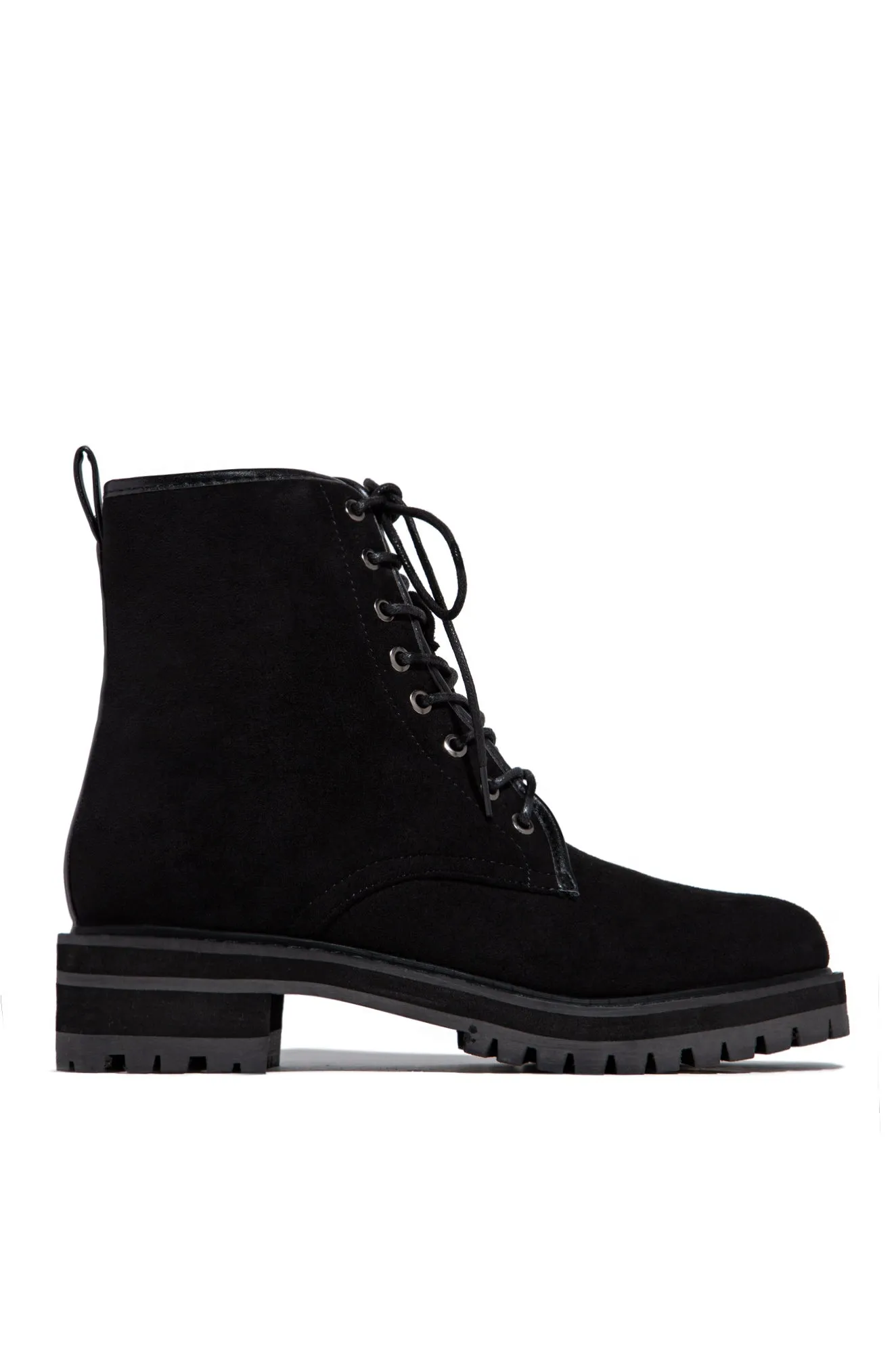 Paige Lace Up Combat Boots - Black