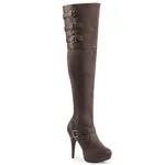 PLEASER - Black leather thigh high buckle boots Size 11
