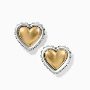 Pretty Tough Heart Petite Two Tone Post Earrings
