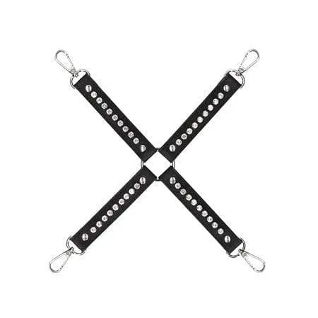 Shots Ouch! Diamond Studded Faux Leather Hogtie Black