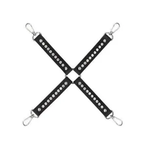 Shots Ouch! Diamond Studded Faux Leather Hogtie Black