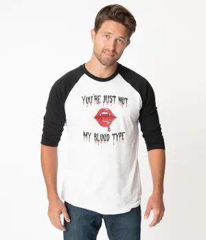Unique Vintage Not My Blood Type Raglan Mens Tee