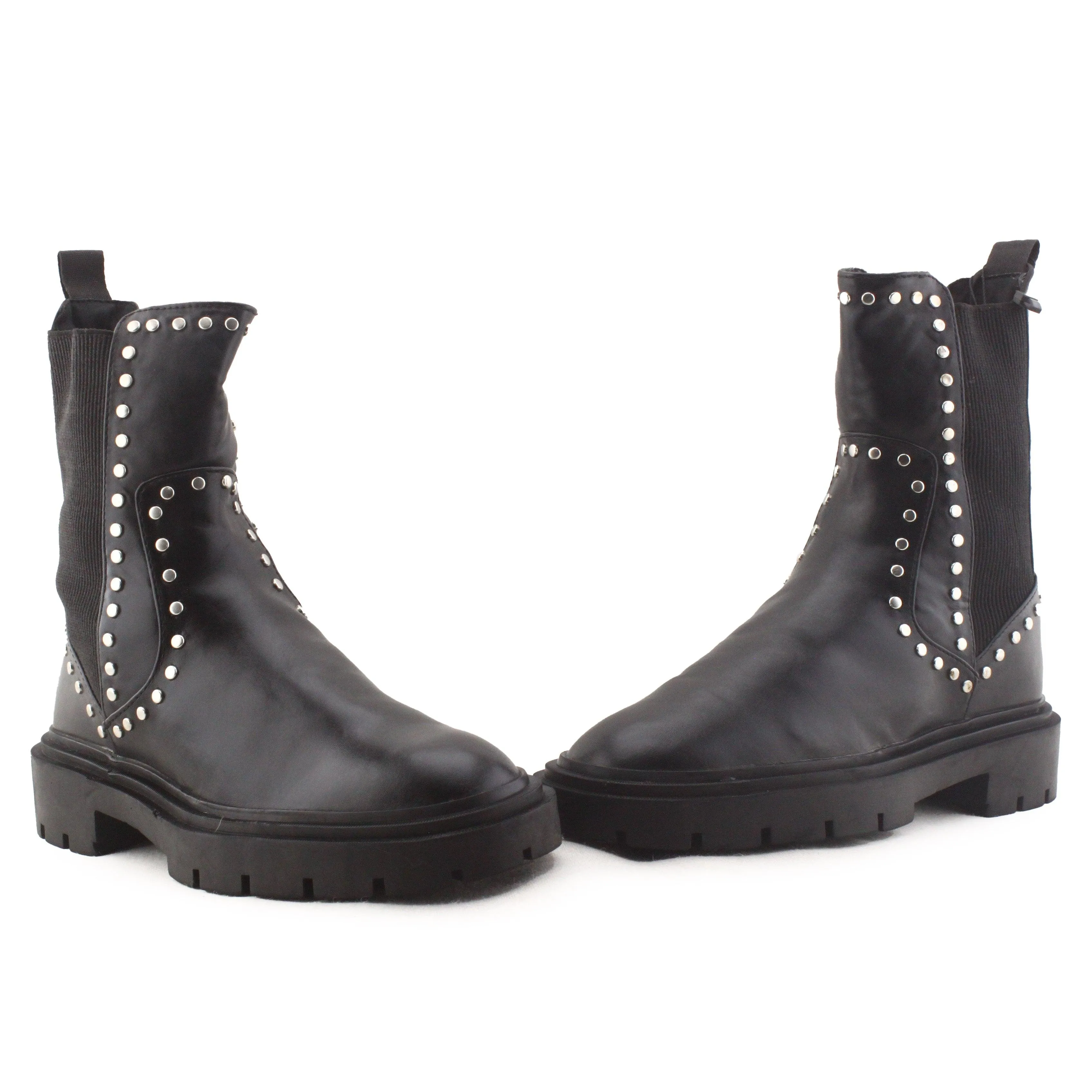 Zara Studded Stretchable Ankle Boots | 100% Authentic Leather