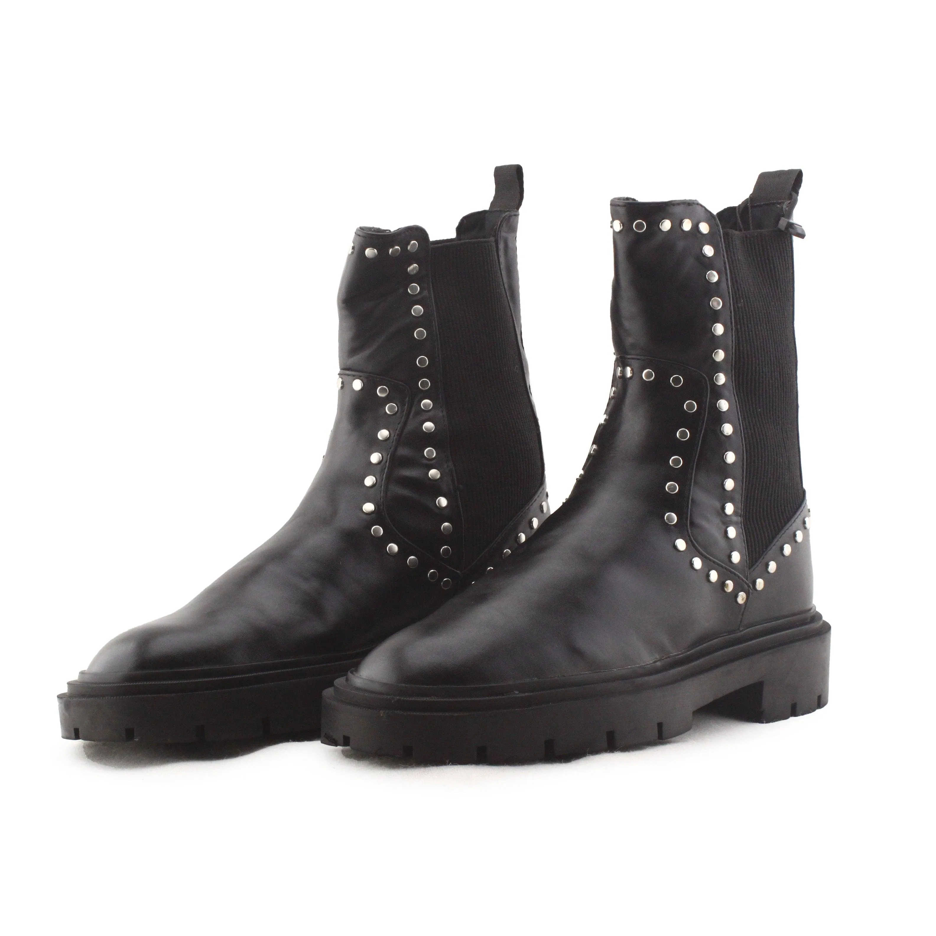 Zara Studded Stretchable Ankle Boots | 100% Authentic Leather