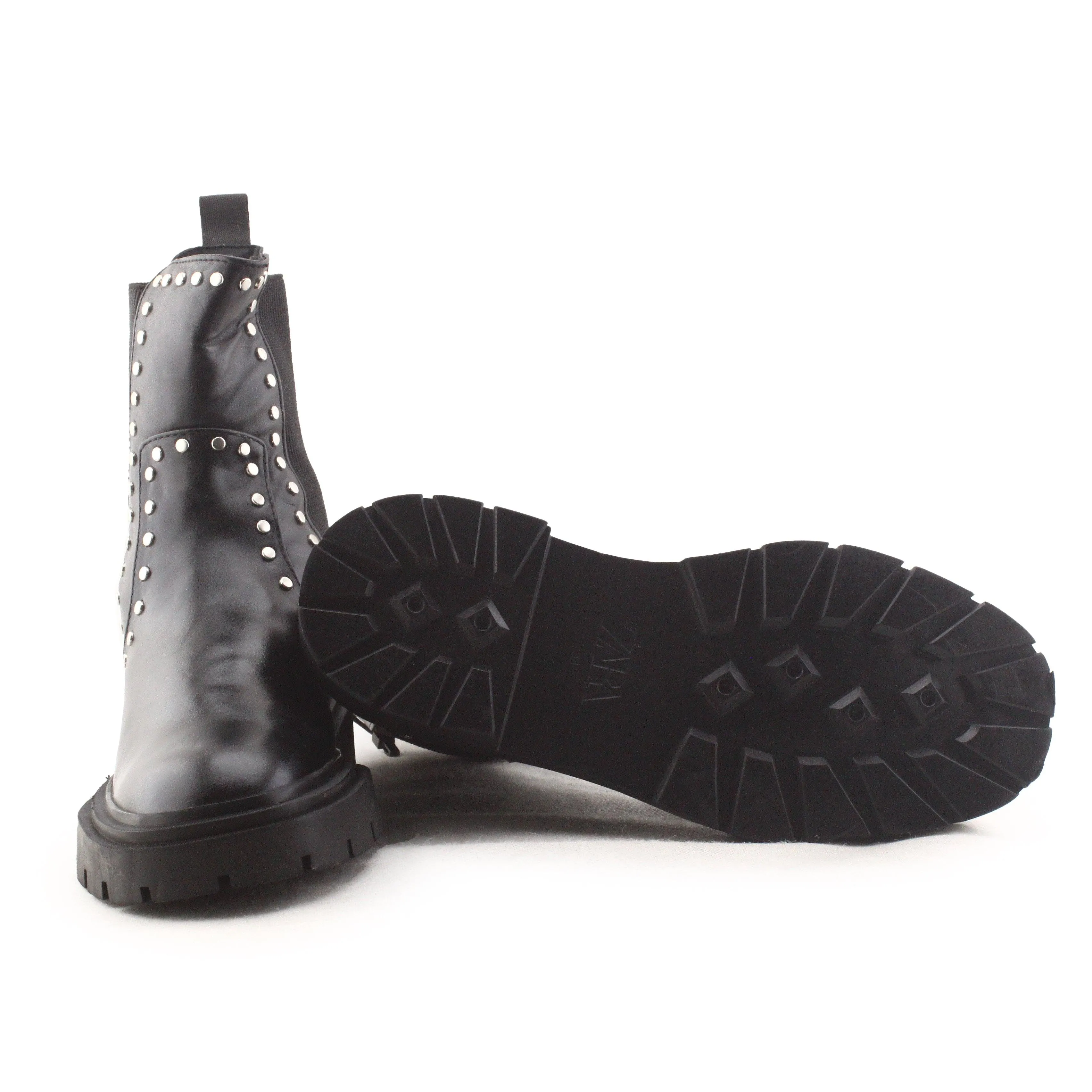 Zara Studded Stretchable Ankle Boots | 100% Authentic Leather