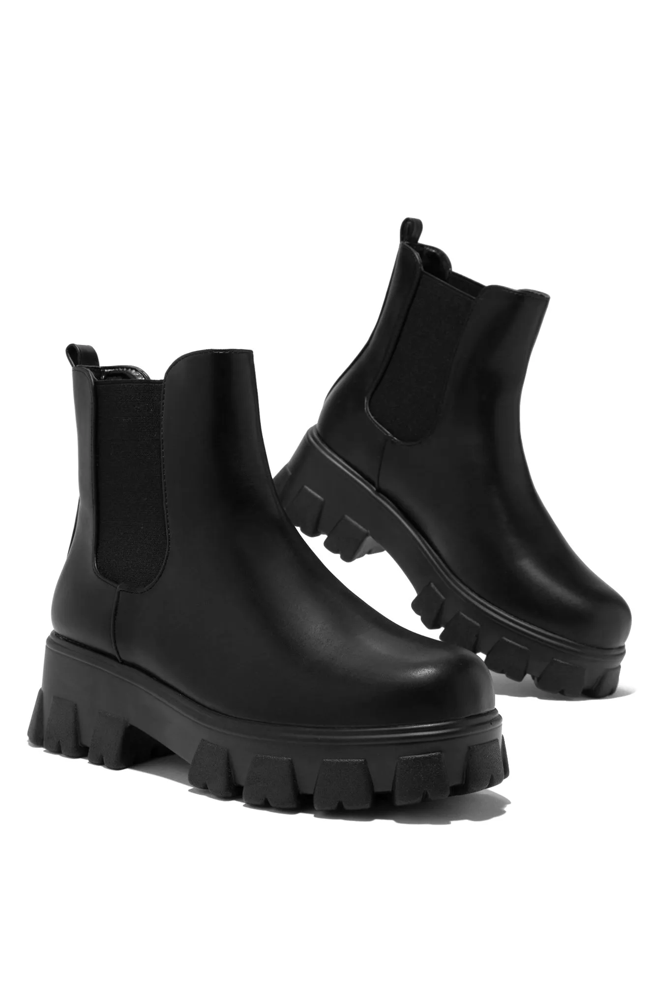 Zuzanna Combat Boots - Black PU